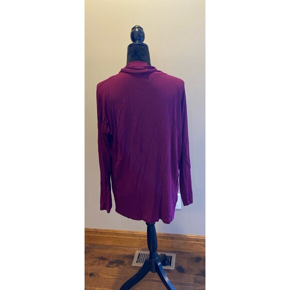 Liz Claiborne Blouse Size Large Top Wine Burgundy Color Faux Wrap + Stretch - Picture 6 of 10